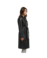 Ellen Tracy Women's Faux Leather Trench Coat