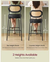 Slickblue Counter Height Bar Stool with Pe Rattan Back Set of 2