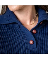 Hope & Henry Women's Organic Short Sleeve Spread Collar Sweater
