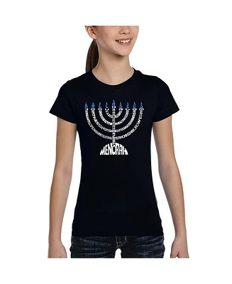 La Pop Art Girls Menorah Word T-Shirt