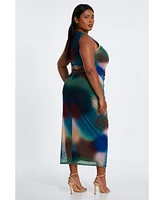 Quiz Women's Mesh Air Brush Round Neck Maxi Dress