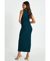 Quiz Women's Textured Round Neck Sleeveless Knot Front Maxi Dress