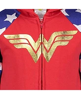 Dc Comics Girls Justice League Wonder Woman French Terry Zip Up Costume Hoodie Toddler to Big Kid