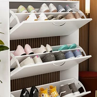 Homsee White Wooden Shoe Storage Cabinet,Fashion Shoes Cabinet with 3-Drawers