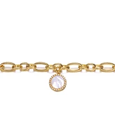 Rachel Glauber 14K Gold Plated Cubic Zirconia Chain with Charm Bracelet