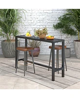 Inolait 55 Inch Outdoor Bar Table with Waterproof Top and Heavy-duty Metal Frame