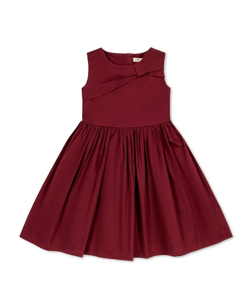 Hope & Henry Baby Girls Asymmetrical Bow Sateen Party Dress