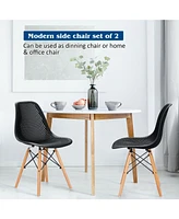 Sugift 2 Pieces Modern Plastic Hollow Chair Set with Wood Leg