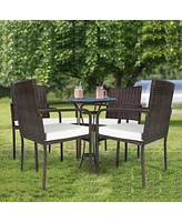 4 Pieces Outdoor Patio Rattan Dining Chairs Cushioned Sofa