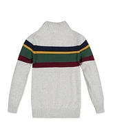 Hope & Henry Baby Boys Organic Long Sleeve Half Zip Sweater with Engineered Stripe