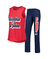 Concepts Sport Women's Heather Red/Heather Navy Columbus Blue Jackets Meter Muscle Tank Top Pants Sleep Set