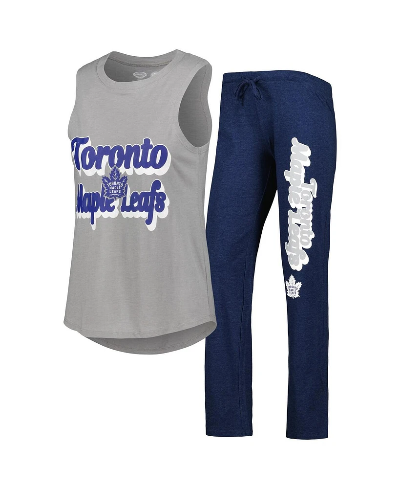 Concepts Sport Women's Heather Gray/Heather Navy Toronto Maple Leafs Meter Muscle Tank Top Pants Sleep Set