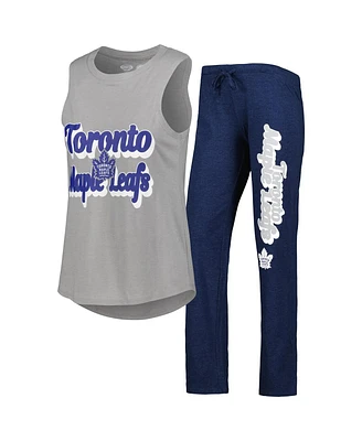 Concepts Sport Women's Heather Gray/Heather Navy Toronto Maple Leafs Meter Muscle Tank Top Pants Sleep Set