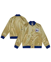 Mitchell & Ness Men's Gold Philadelphia 76ers Hardwood Classics Fashion Lightweight Satin Full-Snap Jacket