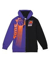 Mitchell & Ness Men's Purple/Black Phoenix Suns Color Block 2.0 Fleece Full-Zip Hoodie