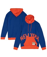 Mitchell & Ness Men's Blue New York Knicks Hardwood Classics Big Face 5.0 Pullover Hoodie