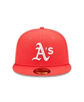 New Era Men's Red Oakland Athletics Lava Highlighter Logo 59FIFTY Fitted Hat