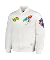 Freeze Max Men's White Looney Tunes Graphic Satin Full-Snap Jacket