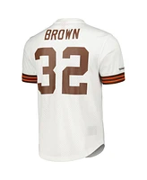 Mitchell & Ness Men's Jim Brown White Cleveland Browns Retired Player Name Number Mesh Top