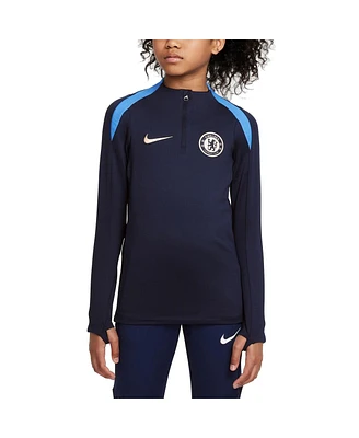 Nike Big Boys and Girls Navy Chelsea 2024/25 Strike Drill Performance Quarter-Zip Jersey