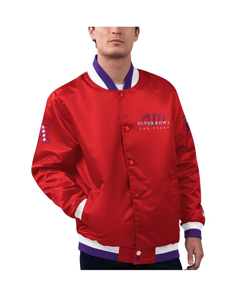 Starter Men's x Msx by Michael Strahan Red Super Bowl Lviii The Fountain Full-Snap Satin Jacket