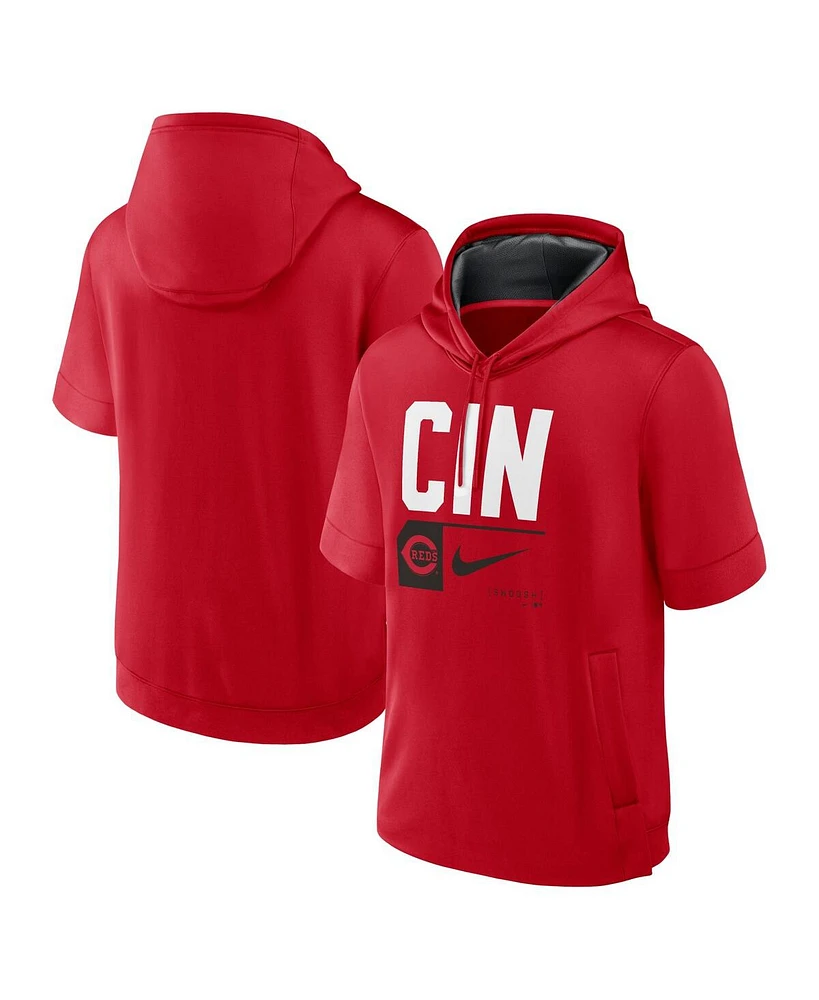 Nike Men's Red Cincinnati Reds Tri Code Lockup Short Sleeve Pullover Hoodie