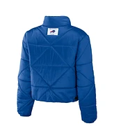 Wear by Erin Andrews Women's Royal Buffalo Bills Cropped Puffer Full-Zip Jacket