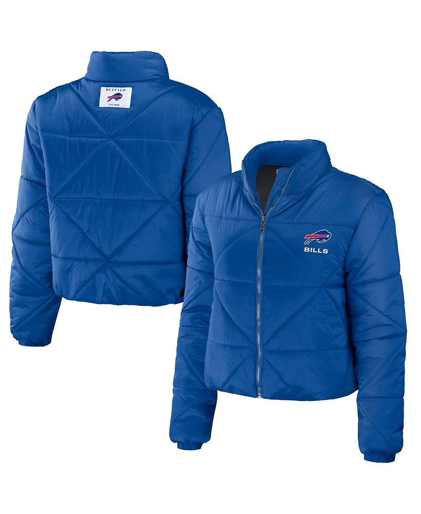 Wear by Erin Andrews Women's Royal Buffalo Bills Cropped Puffer Full-Zip Jacket