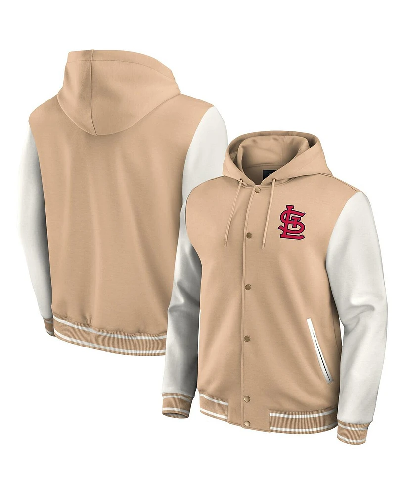 Fanatics Men's Khaki St. Louis Cardinals Tri-Blend Full-Snap Hoodie Baseball Jacket