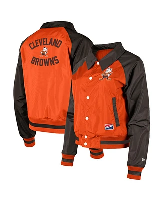 New Era Women's Orange Cleveland Browns Coaches Raglan Full-Snap Jacket