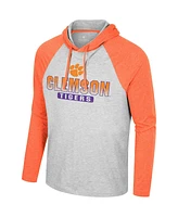 Colosseum Men's Heather Grey Clemson Tigers Hasta La Vista Raglan Hoodie Long Sleeve T-Shirt