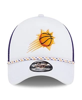New Era Men's White/Purple Phoenix Suns Court Sport Foam A-Frame 9FORTY Adjustable Trucker Hat