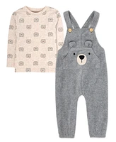 Baby Essentials Boy Bear Overall and Long Sleeve T-shirt, 2-Piece Set