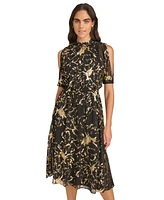 Calvin Klein Women's Printed Cold-Shoulder A-Line Dress