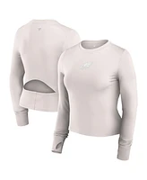 Fanatics Women's White Philadelphia Eagles Studio Fitted Long Sleeve Gym Top