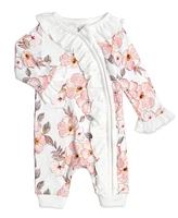 Baby Essentials Girl Floral Coverall, Blanket, Headband & Sock, 4-Piece Set