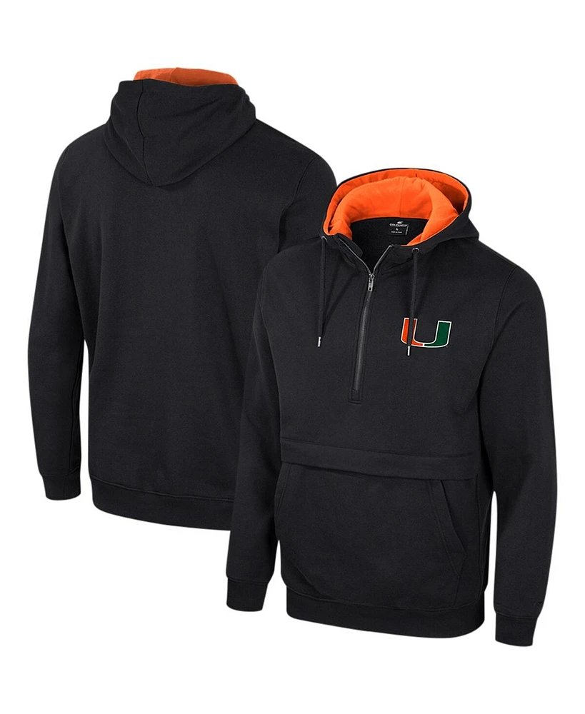 Colosseum Men's Black Miami Hurricanes Half-Zip Hoodie