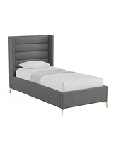 Inspired Home Kavion Linen Platform Bed Full Size