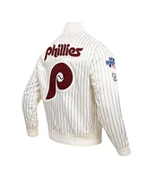 Pro Standard Men's Cream Philadelphia Phillies Cooperstown Collection Pinstripe Retro Classic Satin Full-Snap Jacket