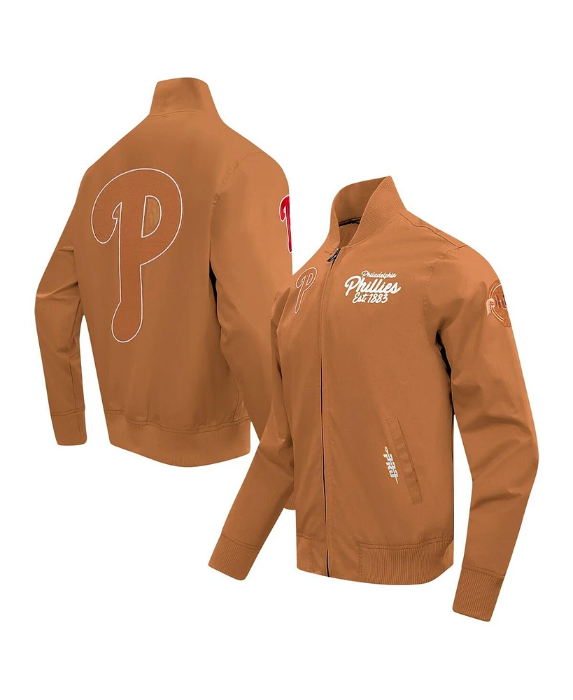 Pro Standard Men's Brown Philadelphia Phillies Paint The City Twill Full-Zip Jacket