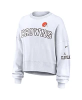 Nike Women's White Cleveland Browns Oversized Long Sleeve Cropped Sweatshirt