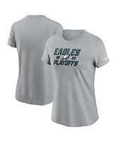 Nike Women's Gray Philadelphia Eagles 2023 Nfl Playoffs Iconic T-Shirt