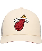 Mitchell & Ness Men's Cream Miami Heat Trucker Adjustable Hat