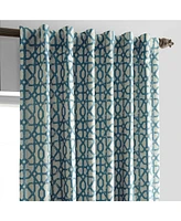 Half Price Drapes Metro Teal Blue Geometric Faux Silk Jacquard Room Darkening Curtain