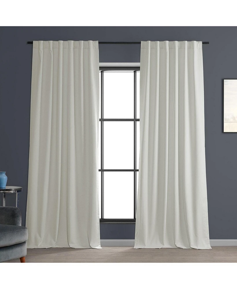 Half Price Drapes Off White Performance Linen Hotel Blackout Curtain