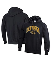 Champion Men's Black Iowa Hawkeyes Vault Late Night Reverse Weave Pullover Hoodie