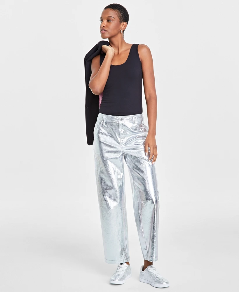 On 34th Women's Metallic Faux-Leather Pants, Created for Macy's