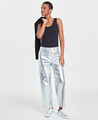 On 34th Women's Metallic Faux-Leather Pants, Created for Macy's