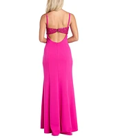 Morgan & Company Juniors' Sequin-Trim Square-Neck Sleeveless Gown