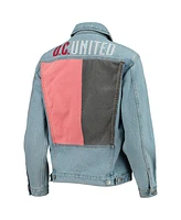 The Wild Collective Women's Blue D.c. United Print Denim Button-Up Jacket